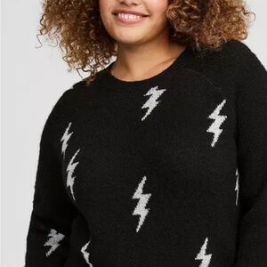 Torrid Vegan Cashmere Sweater with White Lightning Bolts.